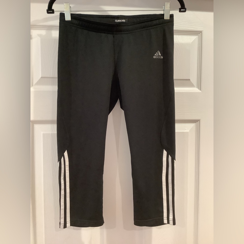 Adidas Clima 365 Black Leggings with White Stripes Juniors Size M